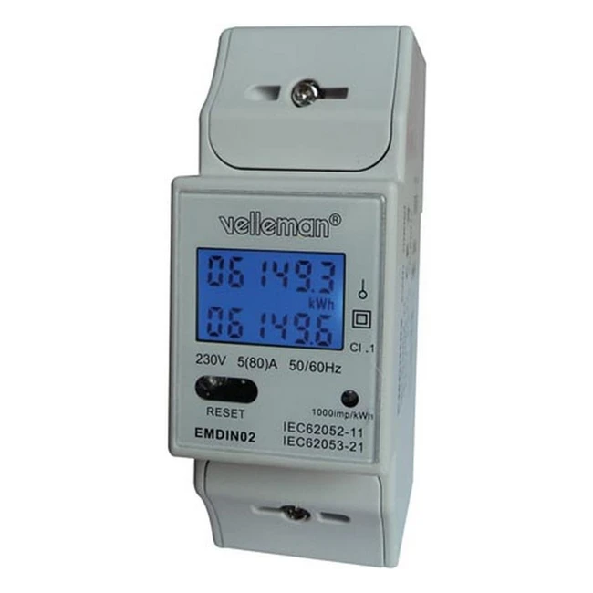Medidor de KWh Velleman EMDIN02 para uso profesional - Montaje en riel DIN