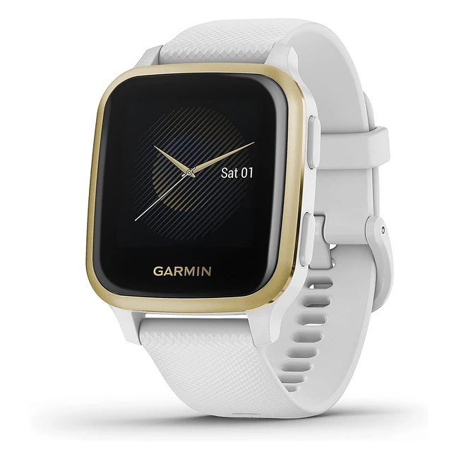 Reloj Garmin Venu Sq con GPS, blanco y dorado - Controla tu salud y bienestar