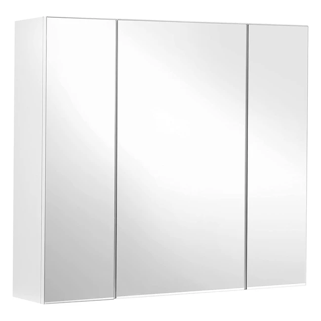 Vasagle Bathroom Wall Cabinet with Mirror 3-Door Storage Modern White - BBK22W