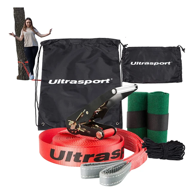 Ultrasport Slackline Set - 15m/25m with Ratchet and Transport Bag