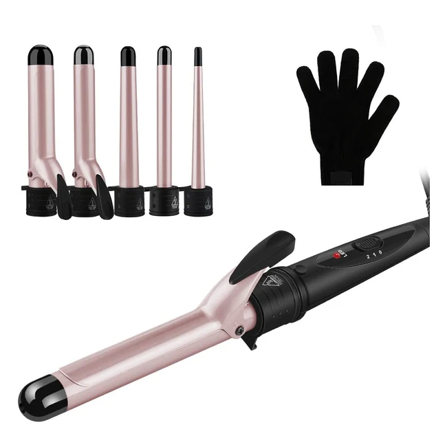 Geediar 5-in-1 Multifunction Curling Iron with Ceramic Coating Barrels and Dual Voltage - Perfect for All Hair Types