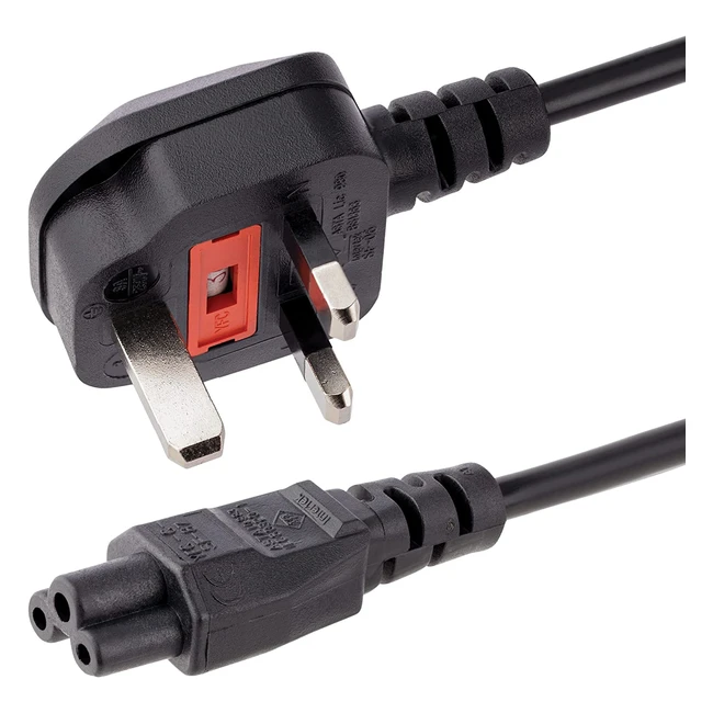 Câble d'alimentation pour PC portable Startechcom, 1m, BS 1363, C5 Clover Leaf, 2 conducteurs en cuivre, résistant au feu