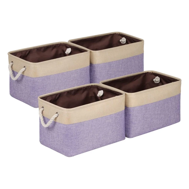 Univivi Foldable Storage Basket - 4 Pack Large Rectangle Baskets with Sturdy Cot