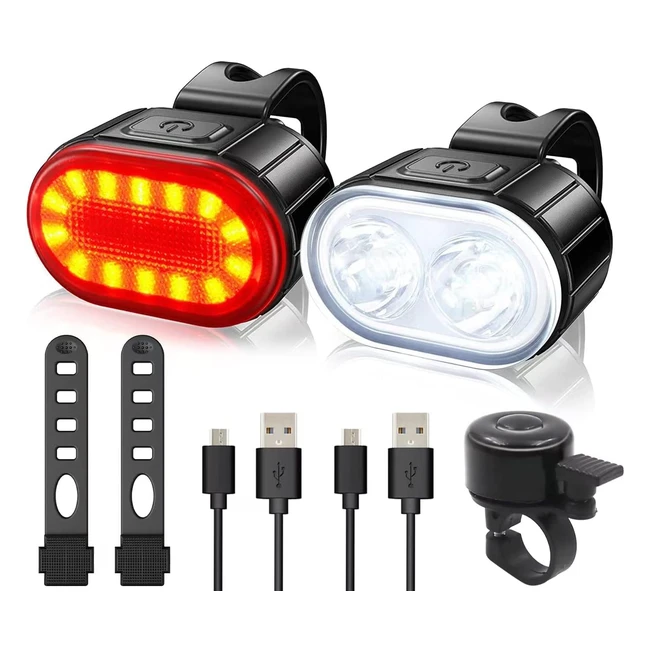 Lampe Vélo Puissante LED Rechargeable USB - Étanche IPX5 - Plusieurs Modes d'Éclairage - Convient pour Camping, Randonnée, Balade Nocturne - OneAMG