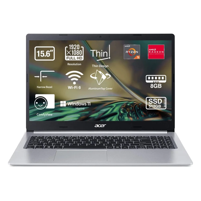 Ordenador portátil Acer Aspire 5 A51547 - Ryzen 5 5625U, 8GB RAM, 512GB SSD, Windows 11 Home