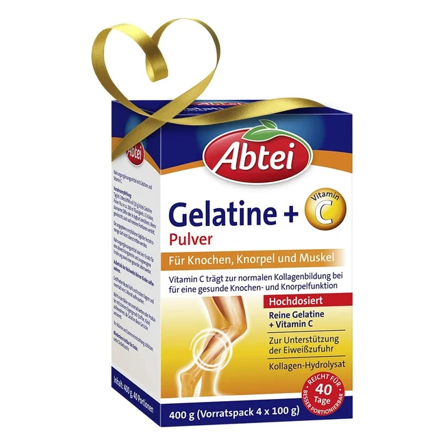 Abtei Gelatinepulver + Vitamin C für Muskeln und Knochen - Proteininfusion - 400 g (4x100 g)