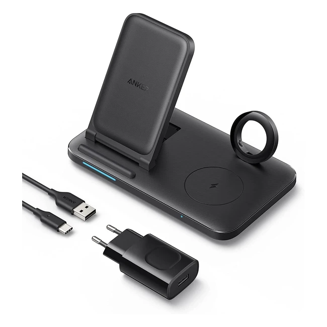 Anker 3in1 Wireless Charging Station - 335 Charger for iPhone 13/13 Pro/13 Pro Max, AirPods Pro, Apple Watch Series 1-6