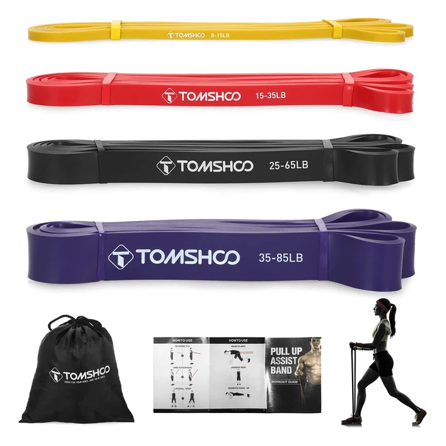 Tomshoo - Set 5 bande elastiche fitness in lattice naturale con maniglie e ancoraggio porta
