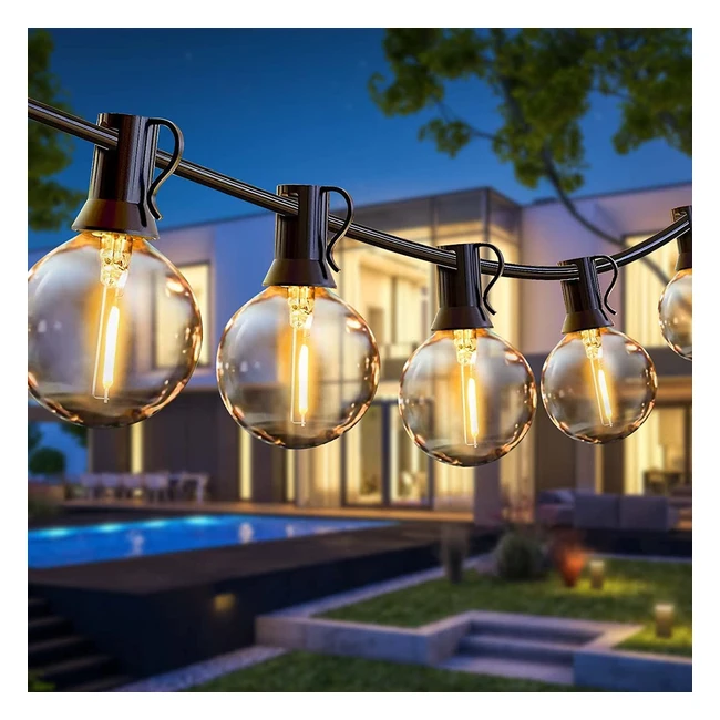 Guirlande lumineuse extérieure Svater 76m avec 12 ampoules LED G40 en plastique, étanche IP45 pour déco jardin, terrasse, mariage - Blanc chaud