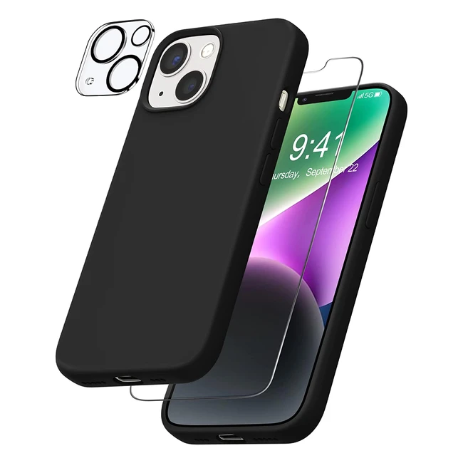 Yatwin iPhone 14 Case with Tempered Glass Screen Protector - Slim, Soft, and Shockproof