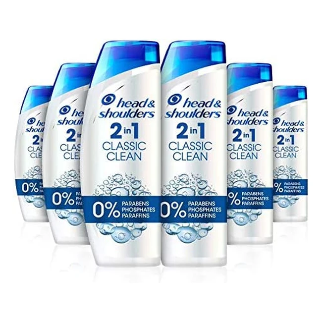 Head & Shoulders Classic Clean 2in1 Shampoo - Clinically Proven Deep Clean - 6 Pack (6x225ml)