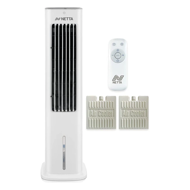 Netta 5L Portable Air Cooler with Remote Control, Humidifier, and 3 Fan Modes - High Powered Evaporative Cooler (55W)