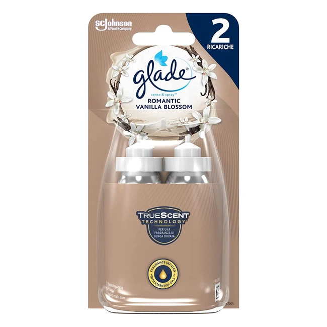 Deodorante per ambienti Glade Sense Spray Romantic Vanilla Blossom - Confezione da 2 ricariche x 18 ml