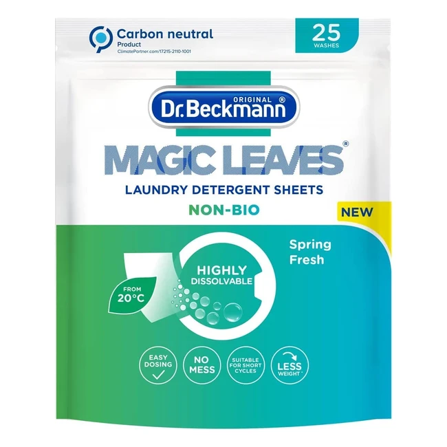 Dr. Beckmann Magic Leaves Non-Bio Laundry Detergent Sheets - 25 Sheets