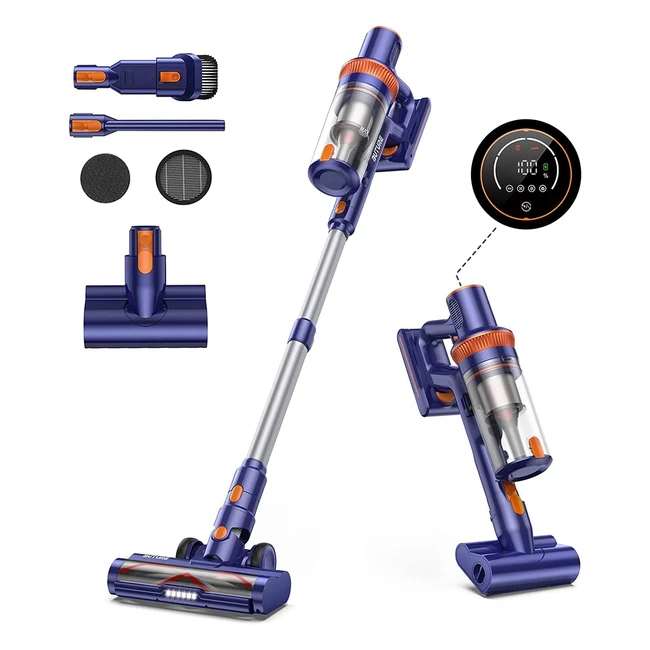 Buture Cordless Vacuum Cleaner 400W 33KPA - Removable Battery, Smart Touch Screen, 15L Dust Cup - Powerful Lightweight Vacuum for Floor, Carpet, Pet Hair