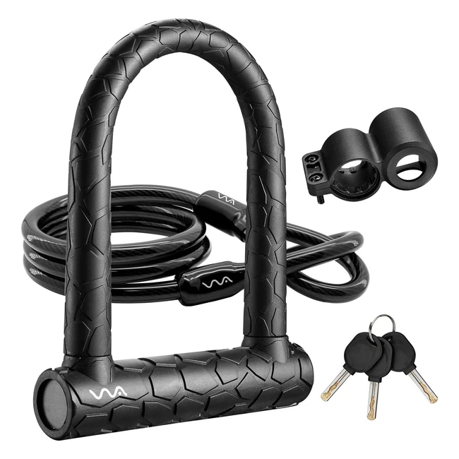 Heavy Duty Bike Lock - 20mm U Lock with 4ft Cable and Mounting Bracket - Anti-Theft Security for Mountain, Road, and Folding Bicycles