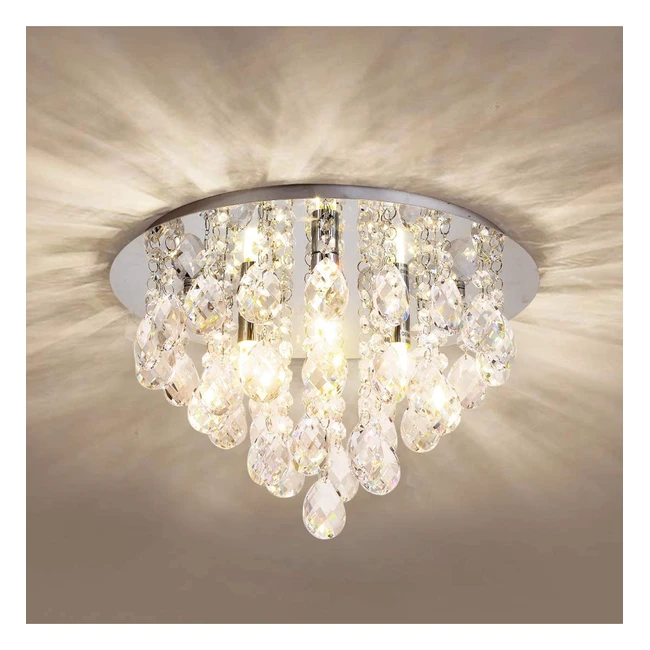 Crystal Ceiling Light - Elegant Flush Mount Lighting for Bedroom, Living Room, Bathroom, Hallway - Chrome Finish - #1 Choice for Luxurious Home Decor
