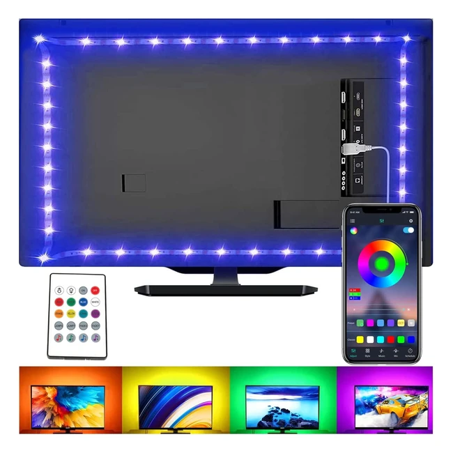 Bande LED pour TV, rétroéclairage personnalisé avec télécommande, 16 couleurs, 2m, sansun