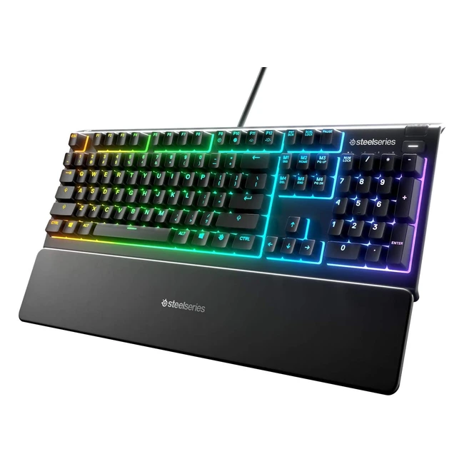 SteelSeries Apex 3 RGB Gaming Keyboard - IP32 Water Resistant Magnetic Wrist Re