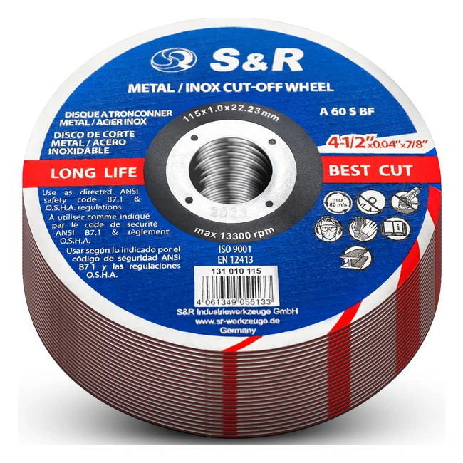 Juego de 25 discos de corte para metal SR Discos Radial 115x1mm con doble revestimiento de fibra de vidrio