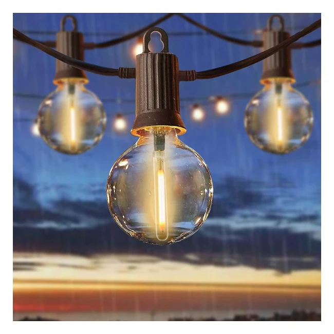 Zotoyi 100ft Outdoor String Lights LED IP65 Waterproof G40 Globe Lights with 502 Plastic Bulbs - Warm White