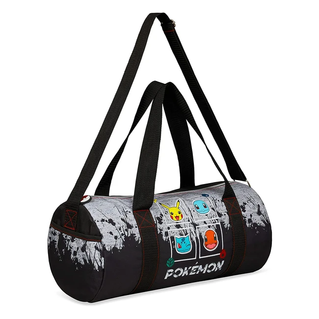 Pokemon Gym Bag for Kids - Pikachu Duffle Bag with Squirtle, Bulbasaur, and Charmander - Large Holdall