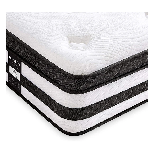 Inofia Luxe Collection Double Mattress - Memory Foam Sprung Hybrid, Medium Firm, Responsive Zoned Support, 100 Night Sleep Trial