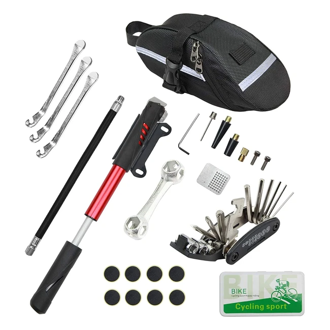 Chumxiny Bike Repair Kit - 16in1 Tool, 120psi Mini Pump, Tire Patch Kit for Mountain and Road Bikes