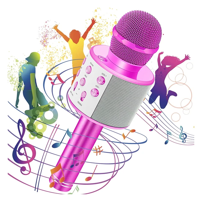 Microfono Karaoke Bluetooth Portatile con Altoparlante Cambia Voce - Giocattolo Regalo per Ragazze e Ragazzi