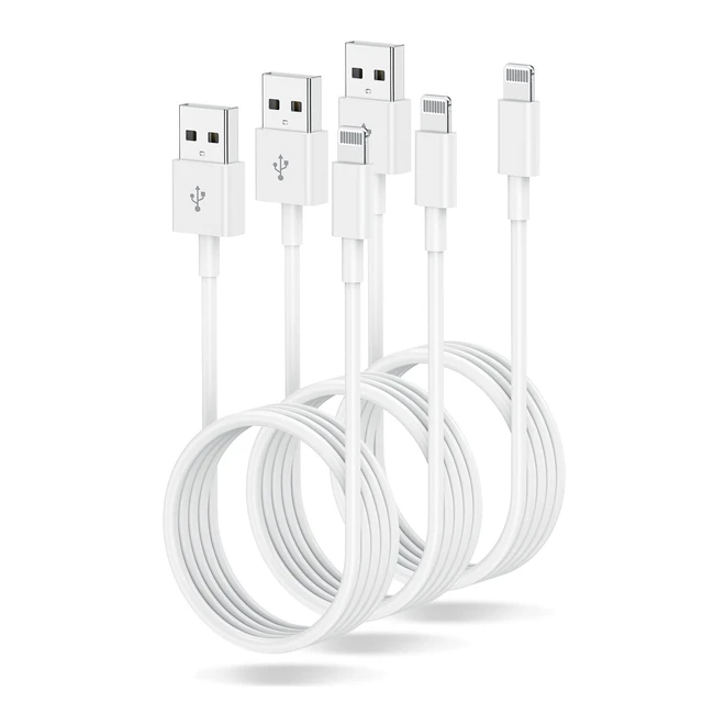 3er Pack 1m iPhone Ladekabel Apple MFI zertifiziert - Original Quick Charge USB A zu Lightning Kabel - Kompatibel mit iPhone 13/12/11/Pro/Max/XS/XR/8 Plus/7/6s/5s/5, iPad