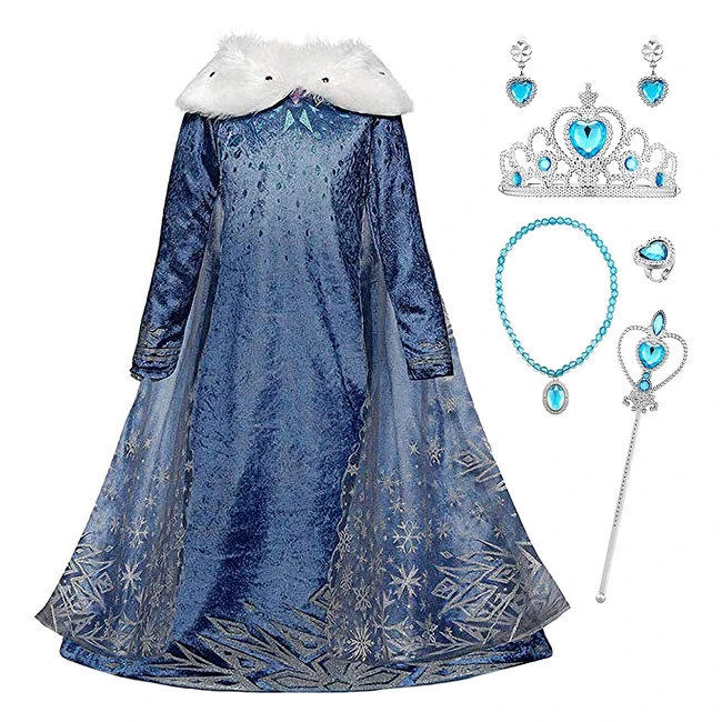 Vestido de Princesa Elsa con Capa - Yosicil - Talla 39 - Disfraz Azul Dulce - Ceremonia de Fiesta Halloween Navidad