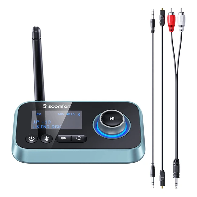 Receptor Transmisor Bluetooth Soomfon 50 para TV - Adaptador de Audio Bluetooth 3 en 1 Hifi con Pantalla LCD Doble Enlace - ¡Disfruta del Sonido de tu TV en tu Estéreo Doméstico!