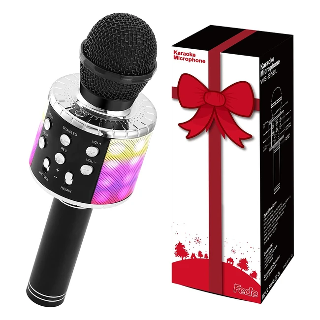 Microfono Karaoke Bluetooth Wireless per Bambini - Funzione Eco - Compatibile con Android/iOS/PC - Nero