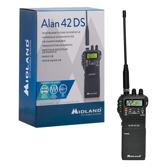 Midland Alan 42 DS CB Radio Portatile Multibanda AM/FM con Squelch Digitale e Accessori 2 Pin