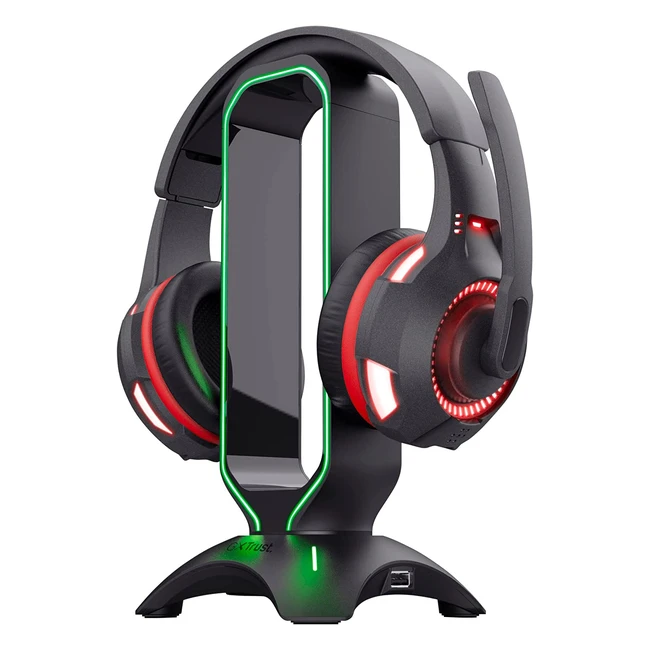 Support casque gamer RGB Trust Gaming GXT 265 Cintar - Taille universelle, LED RVB, 2 ports USB, pieds antidérapants