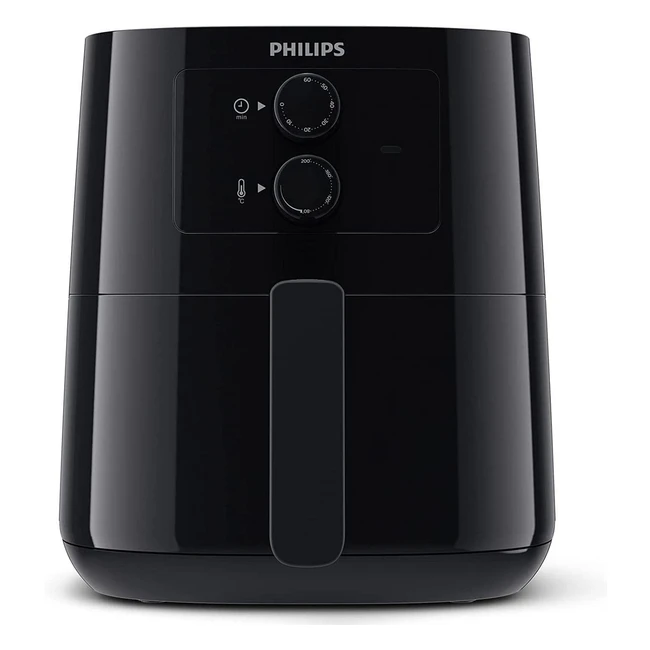 Friteuse sans huile Philips Essential Airfryer - Technologie Rapid Air, Recettes Nutriu, Contrôle Horaire et de Température - Noir HD920090