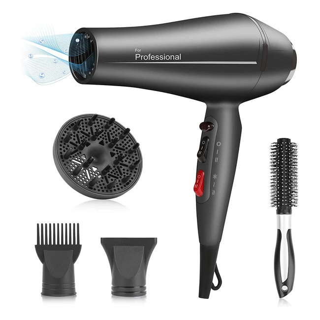 Faszin Professional Ionic Hair Dryer - 2400W Super Fast, Triple Heat Resistant, Real Blowdry Without Overheating, 4 Styling Accessories