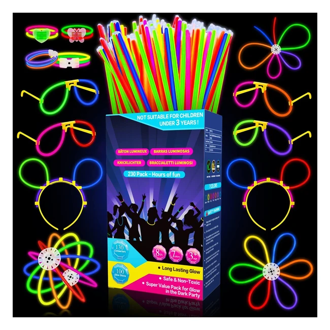 Kit Festa Fluorescente Millegu con Bastoncini Luminosi e Gadget per Compleanno Bambina - Starlight Party