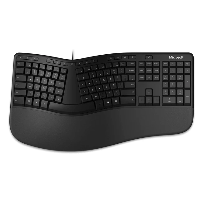 Microsoft Ergonomic Keyboard - QWERTZ Layout, Split Keypad, Customizable Keys, Padded Palm Rest