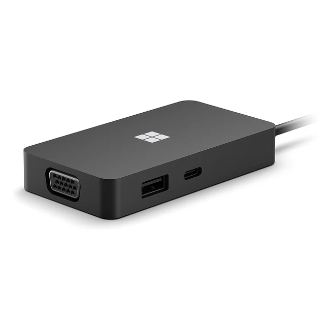 Microsoft USB-C Travel Hub - Datenübertragung mit 10Gbps, Gigabit Ethernet, HDMI 2.0, VGA-Port, Schwarz
