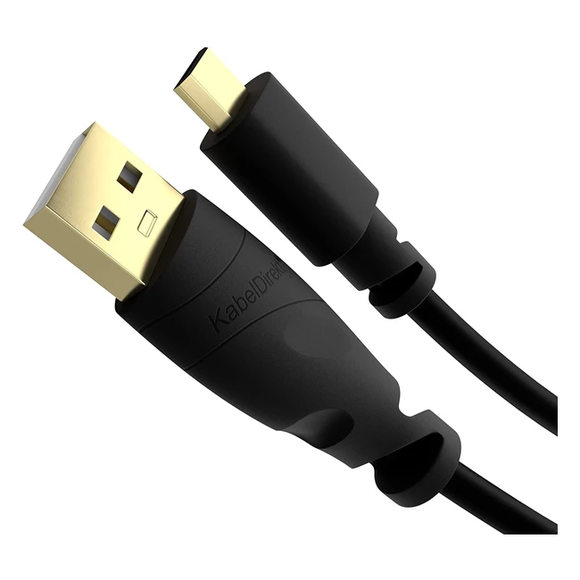 KabelDirekt Micro-USB-Kabel 1m, USB 2.0 Lade- und Datenkabel, Schwarz, Top-Serie