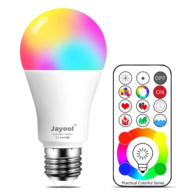 Ampoule LED RGBW Jayool 10W E27 avec tlcommande - Changement de couleur gra
