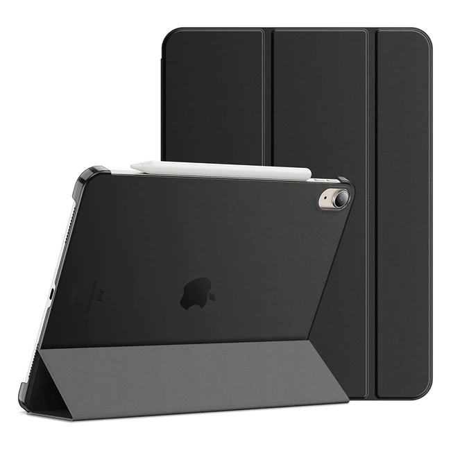 Funda Jetech para iPad Air 5 - Modelo 2022 (5ª generación) - Con soporte de carga de lápiz - Carcasa con autosueño/estela - Negro