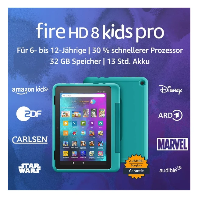 All-New Fire HD 8 Kids Pro Tablet - 30% Faster Processor, 13 Hours Battery Life, Kid-Friendly Case, 32GB - 2022 Release