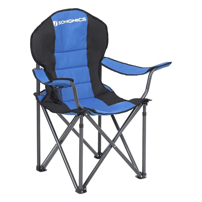 Songmics Foldable Camping Chair - Comfortable Sponge Seat, Cup Holder, Heavy Duty Structure, Max Load 250kg