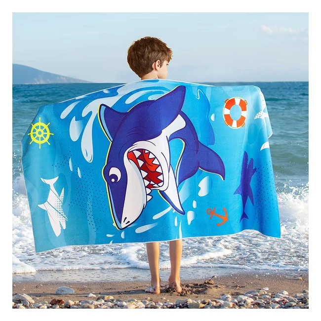 Superweiches Hai Strandtuch für Kinder - Saugfähig, Schnell Trocknend, Leicht - 76x150cm