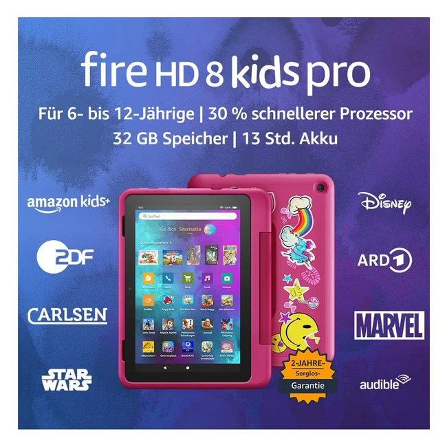 Neues Fire HD 8 Kids Protablet - 8 Zoll HD-Display, kindgerechte Hülle, 32 GB, 13h Akkulaufzeit, 30% schnellerer Prozessor - Regenbogendesign