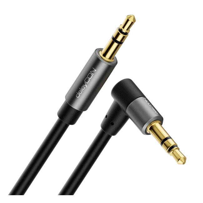 Cavo Audio Stereo Deleycon 2m Jack da 35mm con Spina Angolata in Metallo per Smartphone e Tablet - MK3757