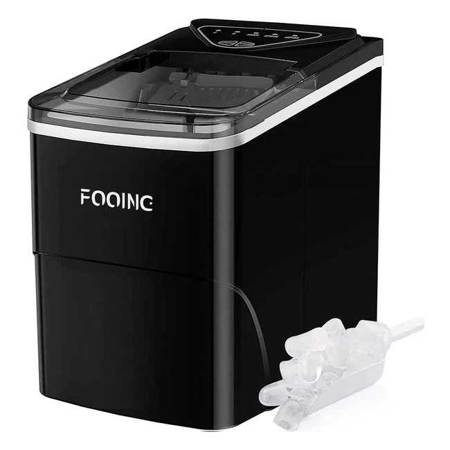 Fooing Ice Maker Machine - Quick 6 Mins Ice, 28lbs in 24hrs, 9 Cubes, Self-Cleaning, Small for Home/Kitchen/Office/Bar