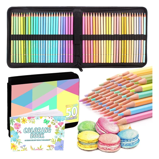 Juego de 50 lápices de colores pastel Melifluo con estuche con cremallera para colorear y dibujar - alta calidad y versatilidad
